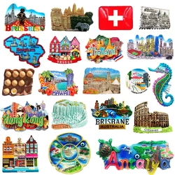 World Country Creative Fridge Magnet Souvenir Resin 3D Stickers Turkey Thailand Italy Netherland Belgium Refrigerator Magnets