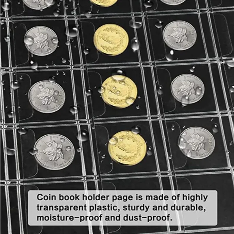 10pcs 42 Pockets Coin Holder Sheet Clear Storage Collection Album Folder Book Medallion Coin Stamp Coins Token Medallion Badge