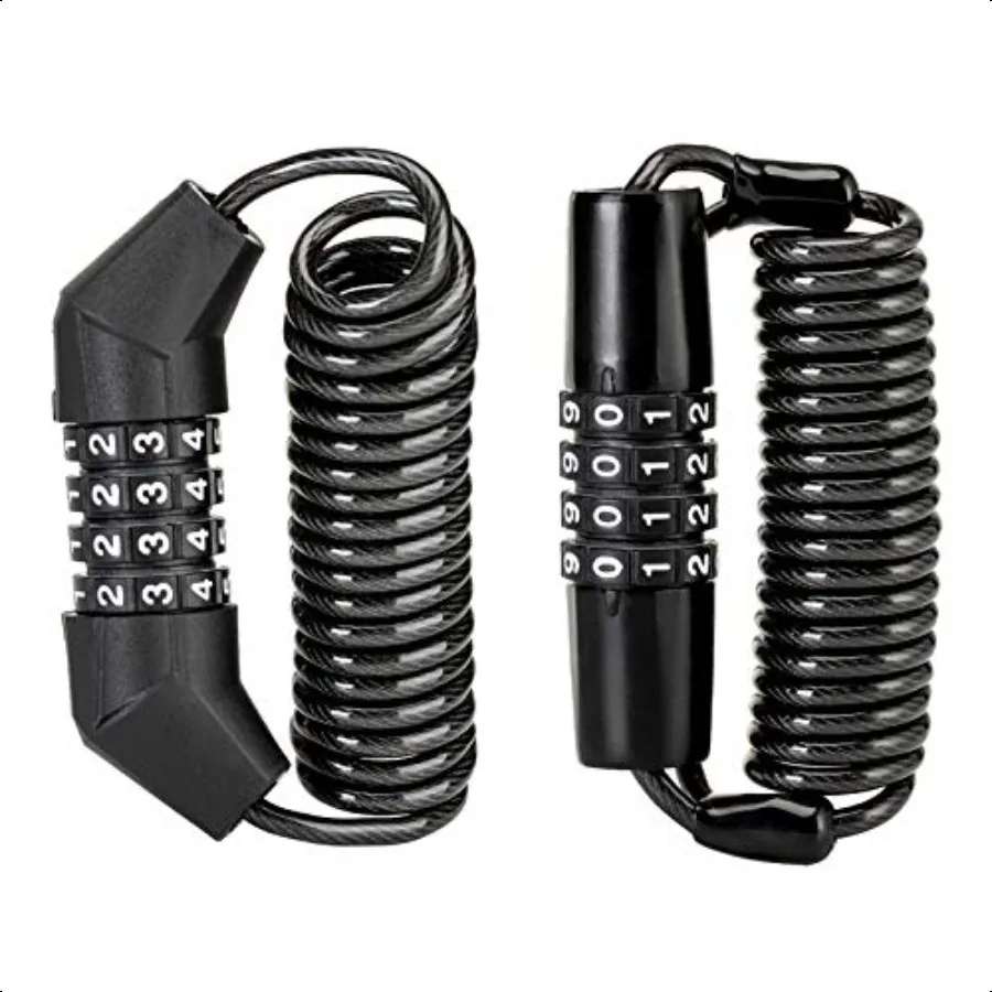 

Motorcycle Helmet Lock Bike Helmet Lock 4 Digit Little Cable Lock Retractable Lage Lock Stroller Lock Black 2Pcs