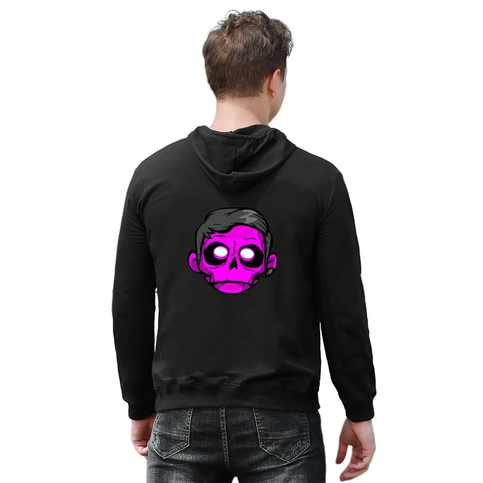 Zomboy Head الوردي هوديي ملابس الذكور سترة الخريف ملابس الرجال للرجال جديد مقنعين المحملة