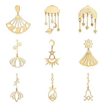 5 יח'\חבילה נירוסטה פרח DIY תכשיטי קסמי סיטונאי עלה ענן כוכב שרשרת ביצוע תליון לא ידהו איכותי