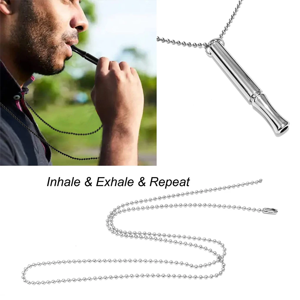 Stress Relief Breathing Necklace And Breathe Worries Away Personalized Stainless Steel Minimalist silver