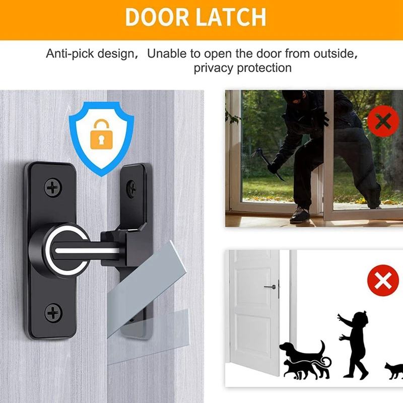 2X Barn Door Lock,Sliding Barn Door Latch,Luminous 90 Degree Heavy Duty Gate Latch Suitable For Garden,Garage(90 Degree)