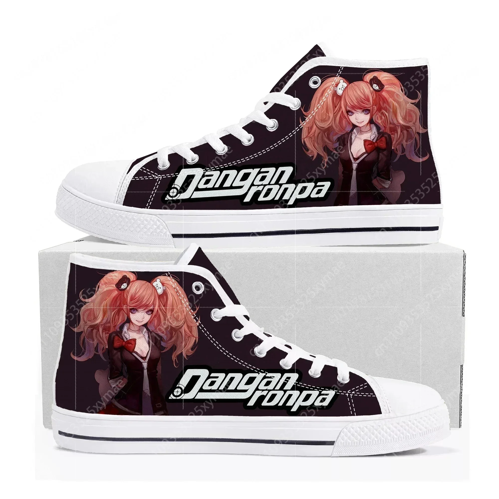 

Кроссовки с высоким верхом в стиле мультфильмов и игр Danganronpa Junko Enoshima, мужские и женские, высококачественные повседневные кеды из канваса, изготовленные на заказ