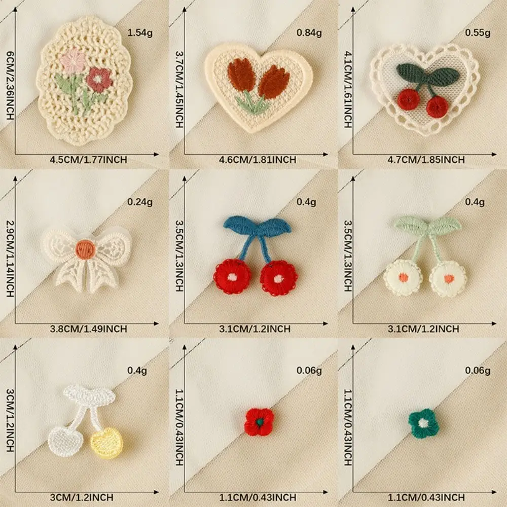 Cherry Flower Embroidery Patch Fashion Sew-on Clothing Badge Accessories Embroidered Fabric Patch Clothing Badge Accessories