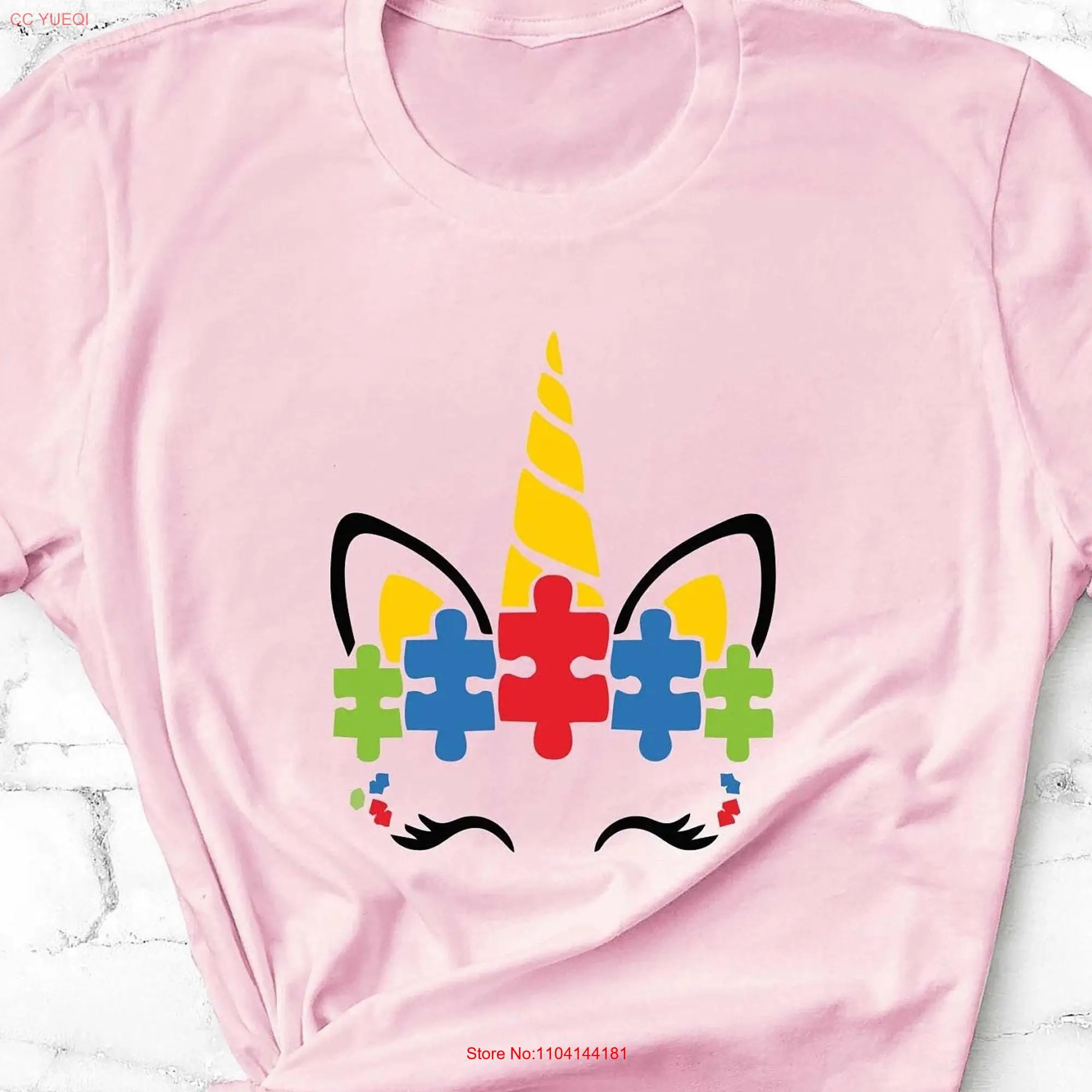 Autism Unicorn T Shirt Awareness Walk For Kids Month Puzzle Piece long or short sleeves