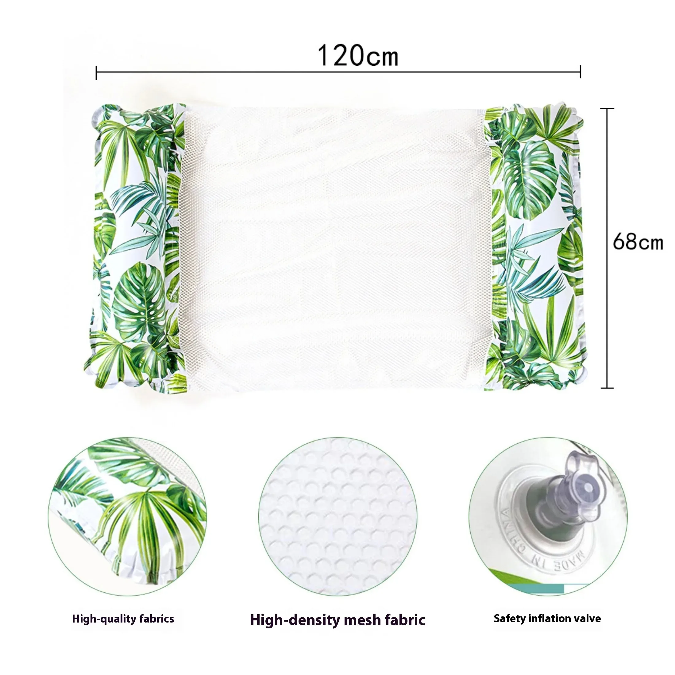 2-Röhren Grünes Blatt Aufblasbare Schwimminsel, Dicke Tropische Liege, Einzelpersonen-Pool-Hängematte zur Wasserentspannung