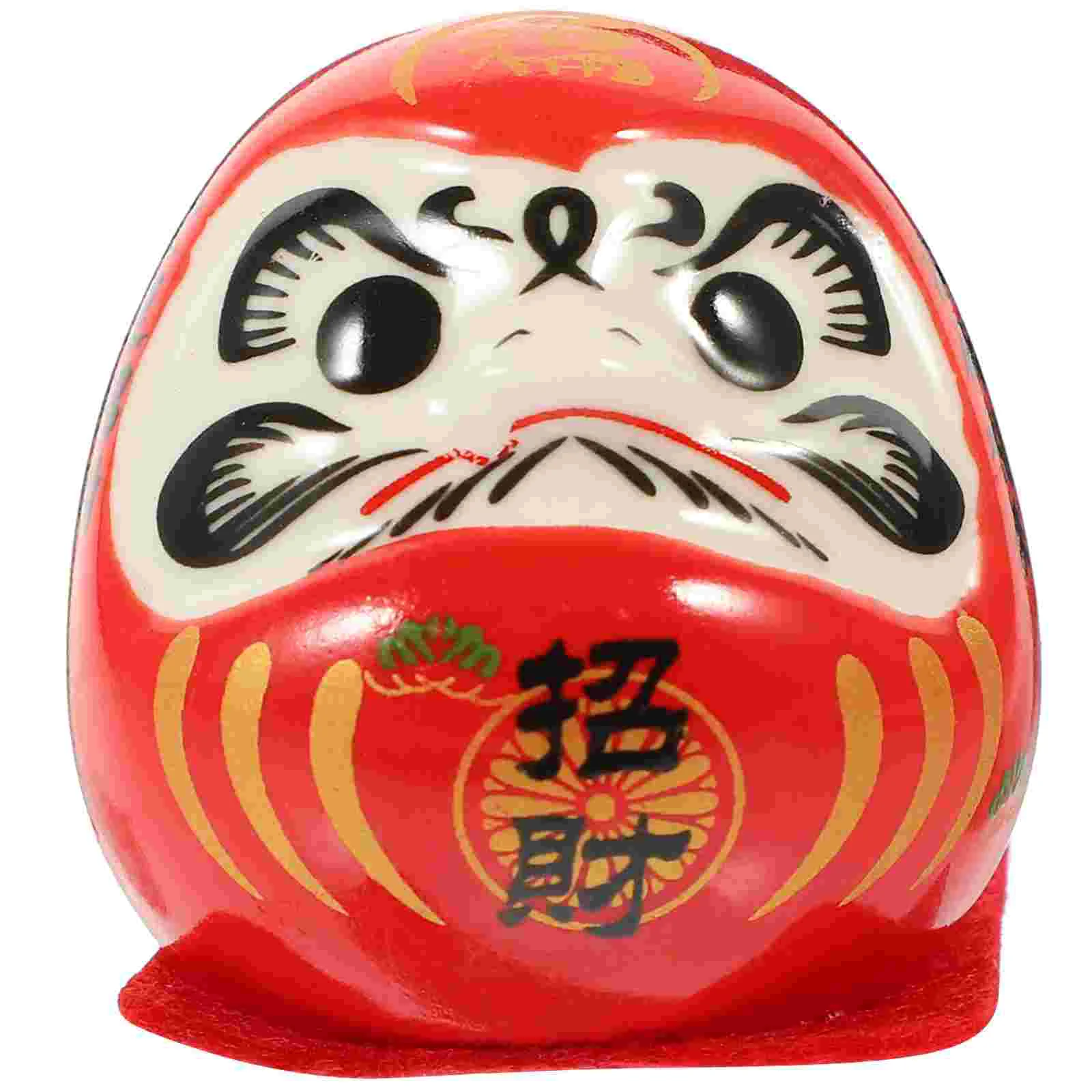 Red Daruma Egg Ceramic Dashboard Decor Japanese Figurines Wealth Statues Home Decor Crafts Gifts naments Buddhism Dolls