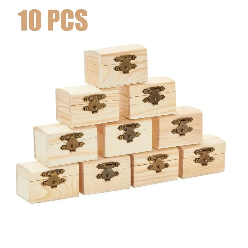 

10Pcs Treasure Chest Box Small Wooden Box Mini Treasure Box with Locking Clasp Pirate Chest Party Favors 2.3 x 1.5 x 1.5 Inch