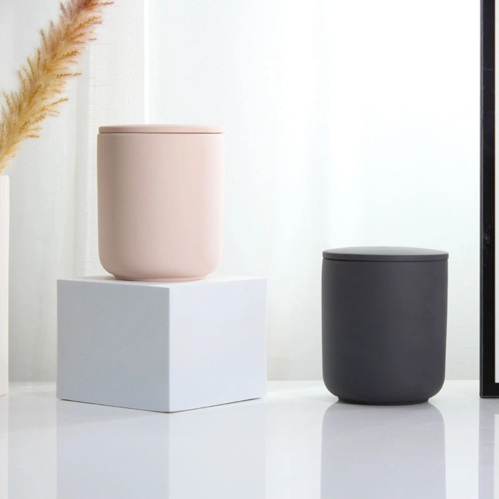 Cylinder Ceramic Candle Jar Candle Container Candlestick Candle Making Scented Decor Meditation Supplies Multi Tea Cup DIY Gift
