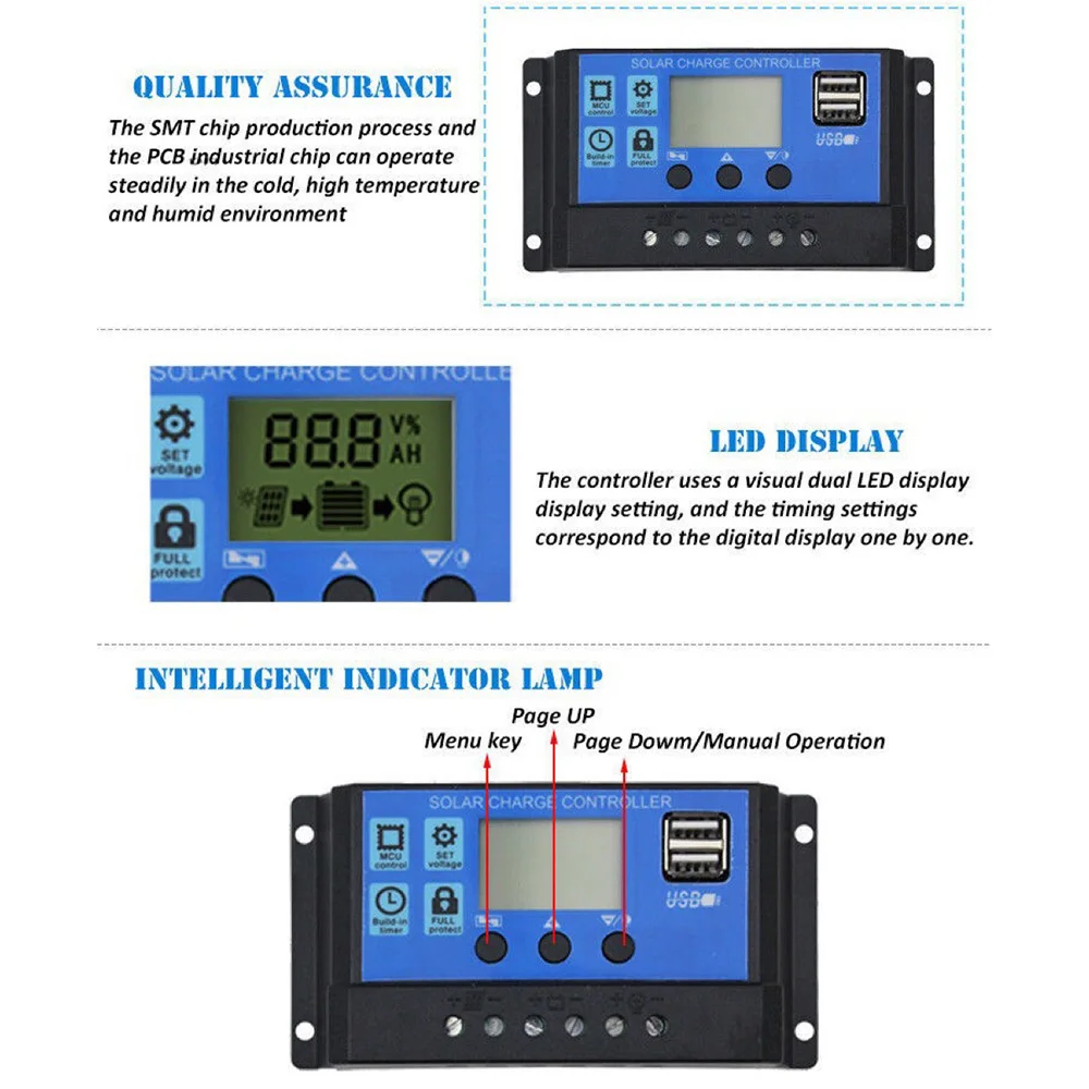 100a Solar laderegler, verbesserter Solar panel USB-Port Solar panel Batterie intelligenter Regler, Straßen laternen regler