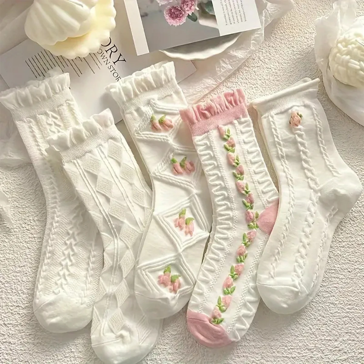 5 Pairs Women's Female Accsesories Socks Ankle Socks Boot C…