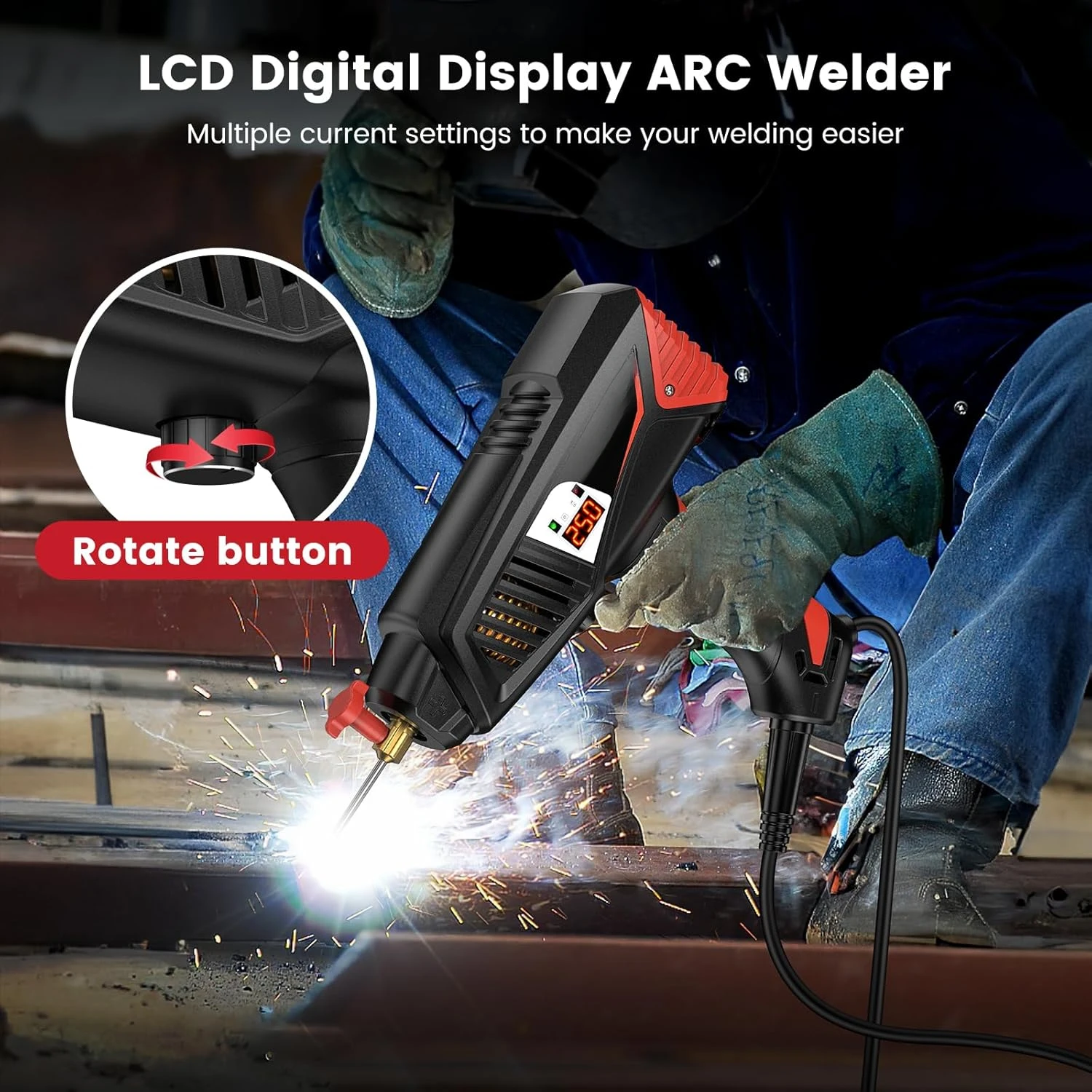 110V Handheld Welder, LCD Display/IGBT Inverter/Rotary Button Adjustment