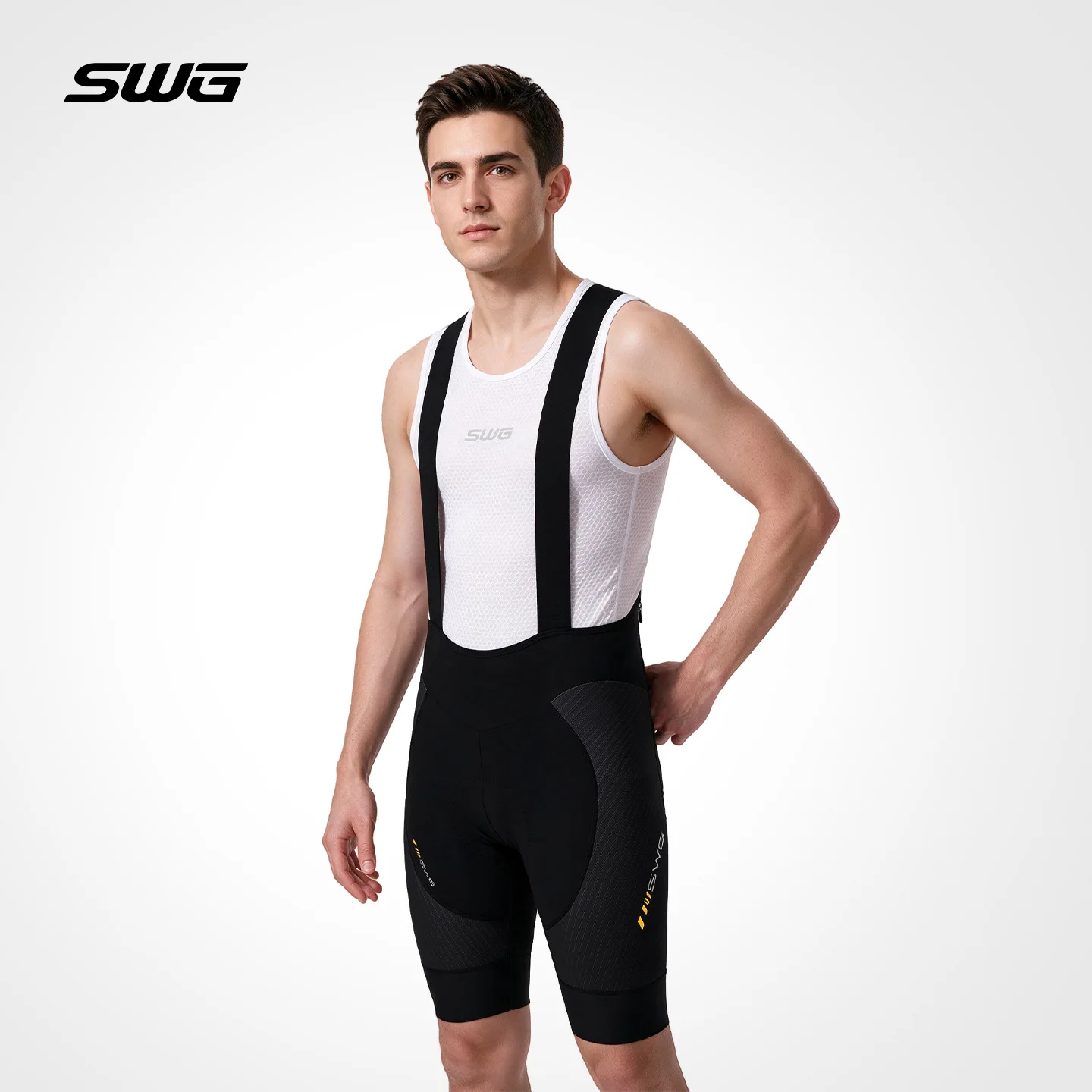 SWG Italy TeoSport Padded Men's Cycling Bibs Back Zip Pocket Bicycle Short Pants MTB Clothing Road Bike Shorts