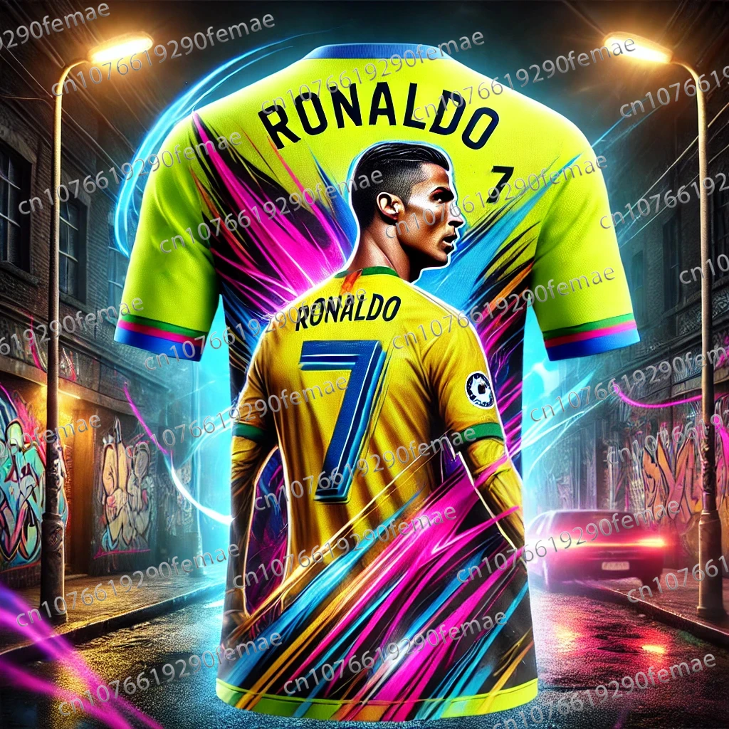 

Classic Ronaldo Print Pattern Men's Fan Commemorative T-shirt Daily Comfortable Breathable Quick Drying Sports Jersey
