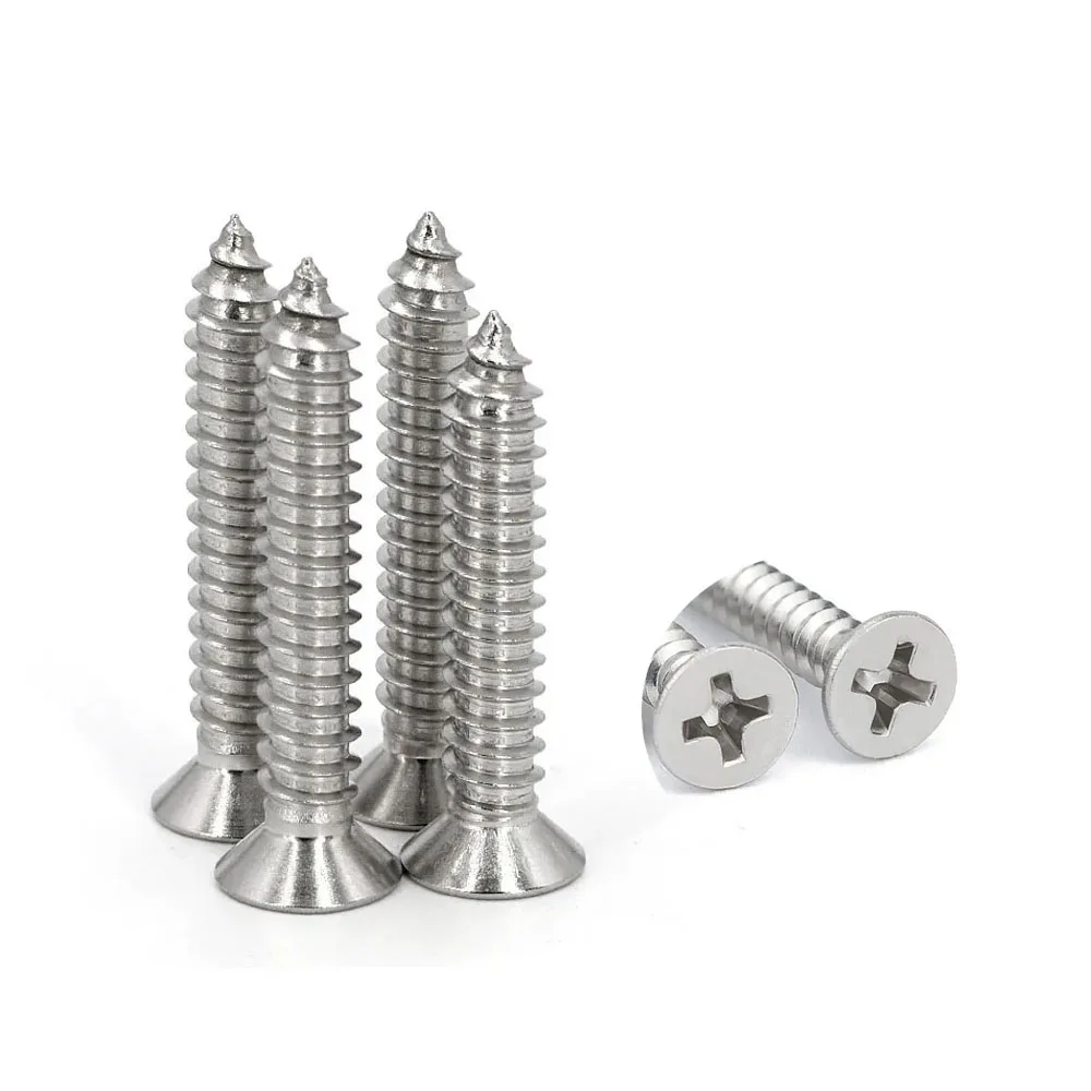 

20-100pcs M3.5 M4.2 M4.8 M5 M5.5 M6.3 A4 316 Stainless Steel Cross Phillips Flat Countersunk Head Self Tapping Wood Screw YB846