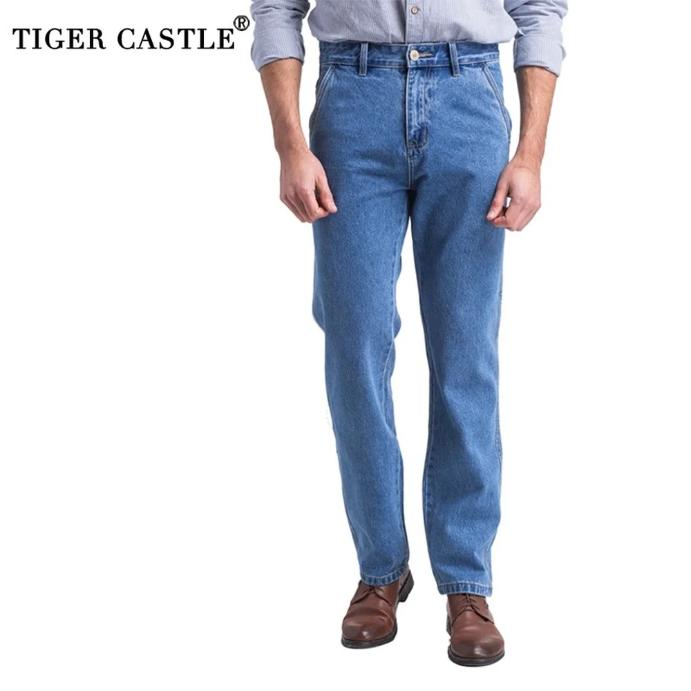 Classic Thick Mens Jeans Spring Autumn 100% Cotton Black Denim Overalls Men High Quality Regualr Fit Jeans Vintage Blue Trousers