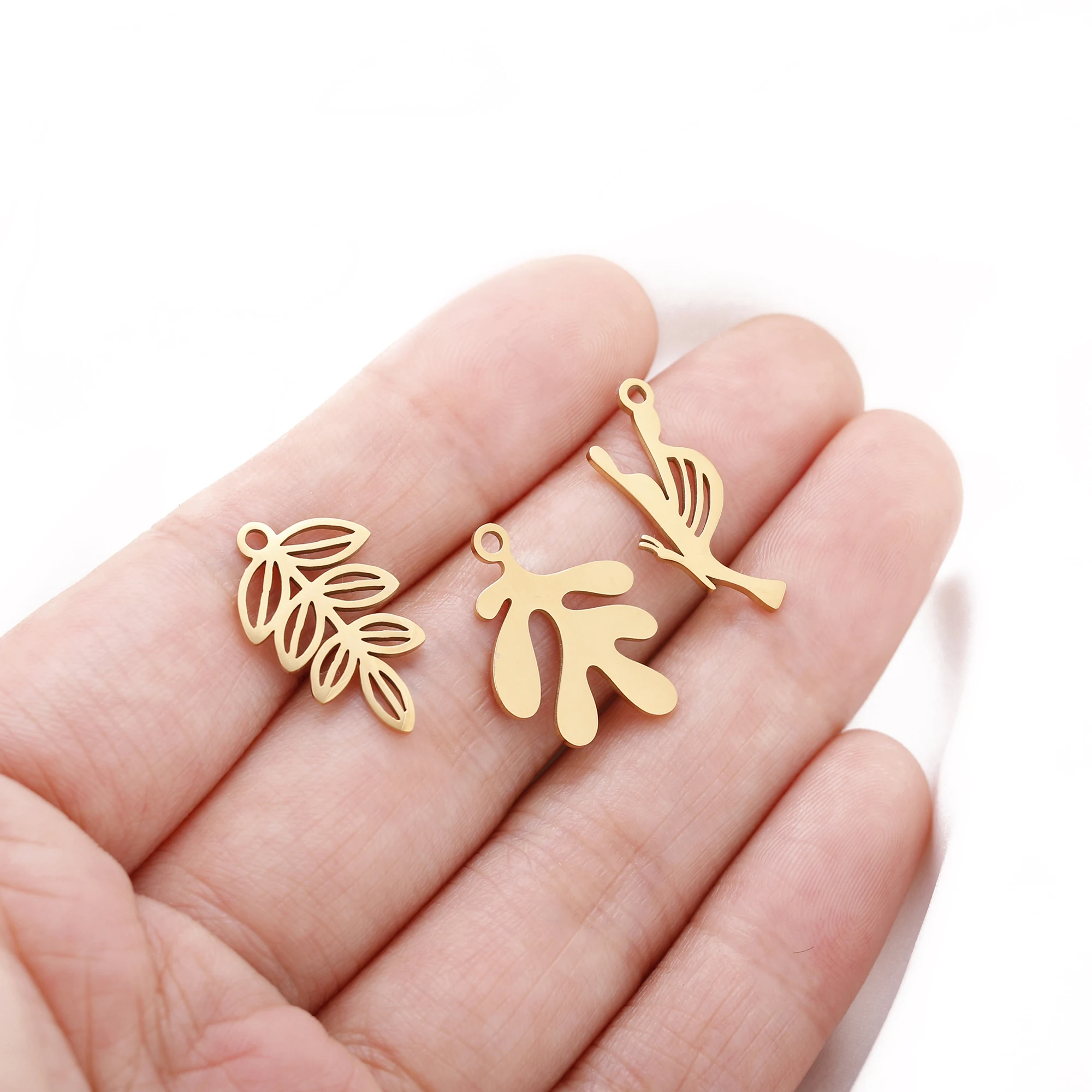 5 stücke Edelstahl Geometrie Charms Baum Blatt & Feder & Schmetterling Anhänger Für Die Herstellung Von Ohrringen DIY Schmuck Zubehör Großhandel – Detail 8