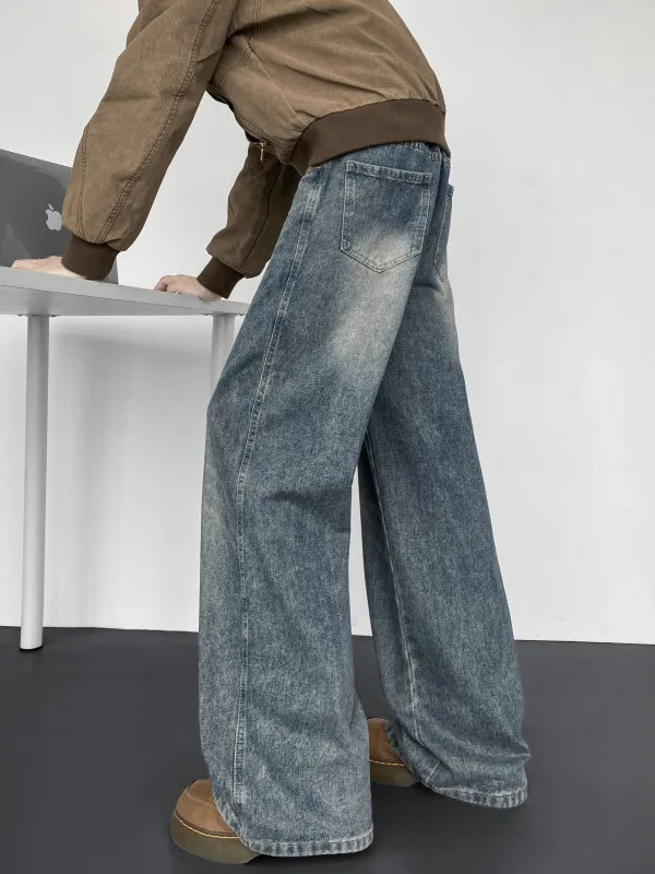 

Мужские джинсы с широкими штанинами в американском стиле, весна-осень, новые, свободные, универсальные, длинные брюки, мужские брюки-«киновари», повседневные, прямые...