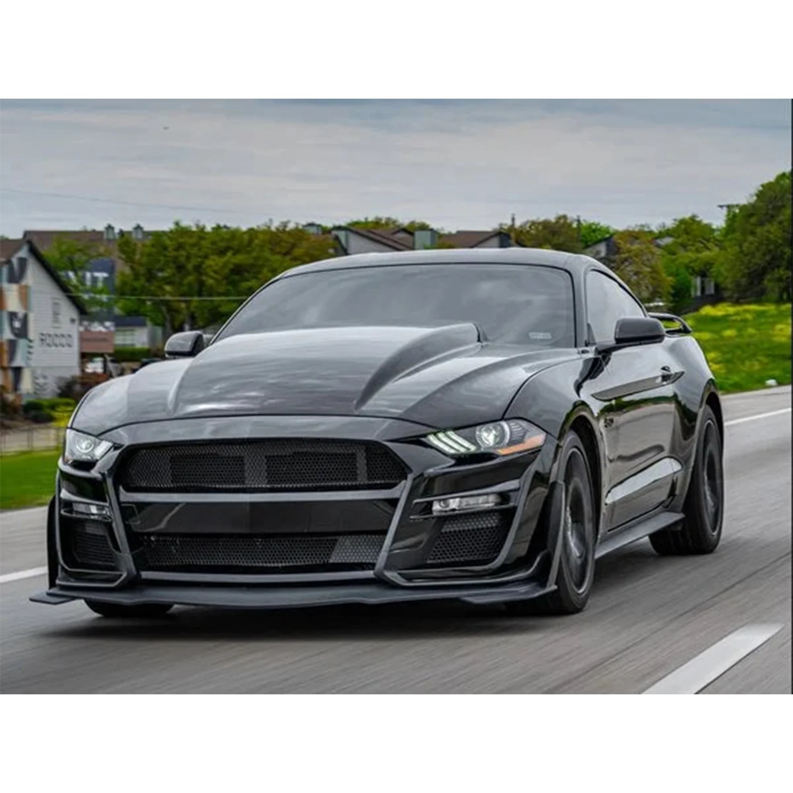 For 2015-2022 Ford Mustang MP Concepts GT500 Bumper Front Bumper Lip Side Splitter Spoiler DIffuser Glossy Black Carbon Style