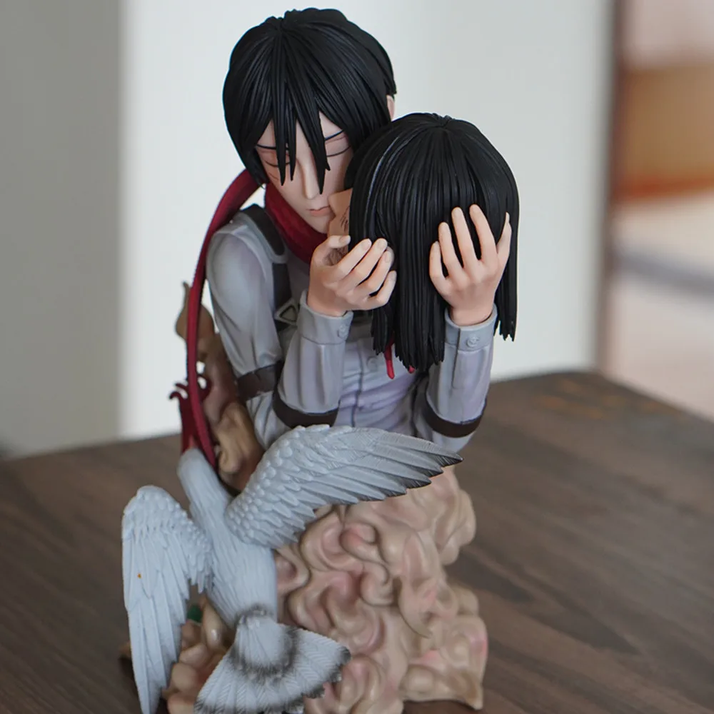 Anime Attack On Titan 22cm Mikasa Ackerman Death Kiss Head‑Holding GK Style Boxed Figure Statue Model Collectible Toy