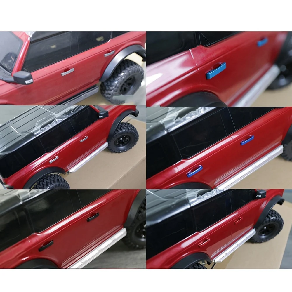 WOWFU-4Pcs puxadores de porta de metal para traxxas TRX-4 trx4 t4 2021 bronco 1/10 rc crawler carro atualização peças acessórios