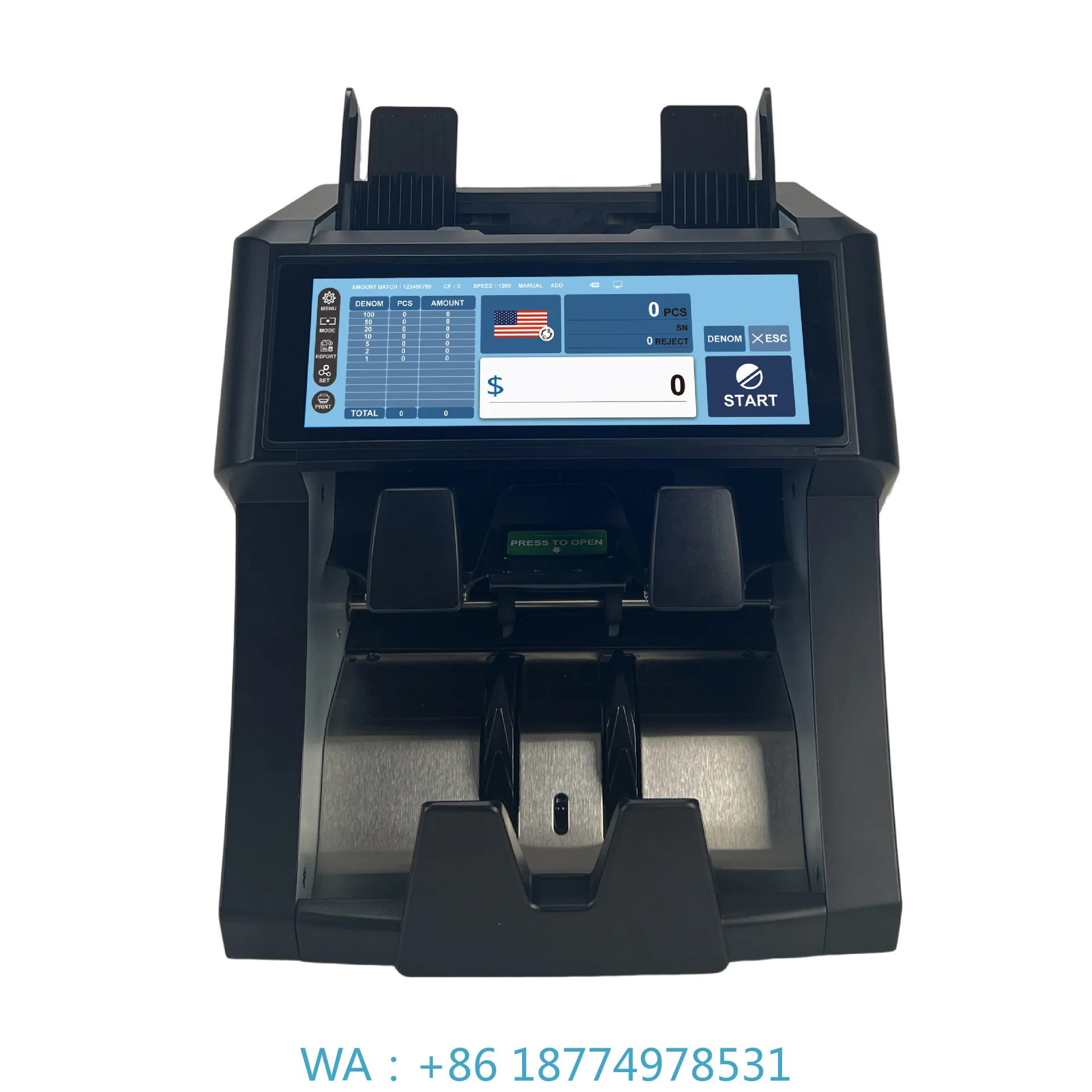 

Искусство подсчета наличных денег с детектором сортировщика двух заметок CIS, новинка 2023 года XD-450Q, 7,84 дюйма, полный сенсорный экран, счетчик денег State-Of-