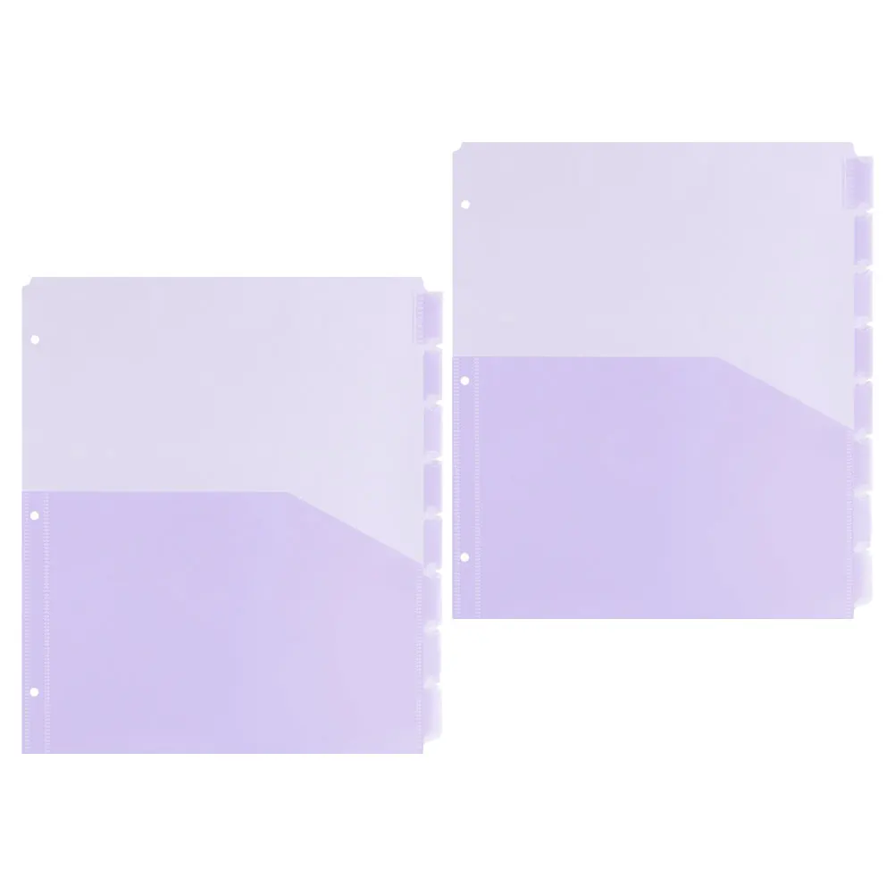 

2 Sets Folder Dividers Divided Storage Bag A4 3 Hole Index Binder Pockets Purple Colored Folders for Files