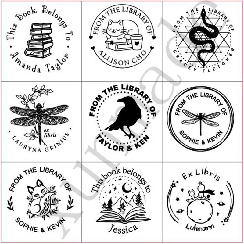 Personalized Ex Libris Stamp Custom Photosensitive Cat Ink Stamp for Ex Libris Book Self Inking for Invitation Address Stamp