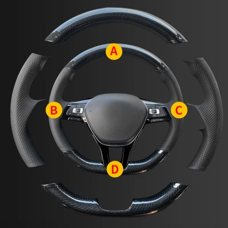 DIY بها بنفسك اليد الخياطة جلد طبيعي ألياف الكربون المضادة للانزلاق غطاء عجلة القيادة ل ZEEKR 001 2023 اكسسوارات السيارات