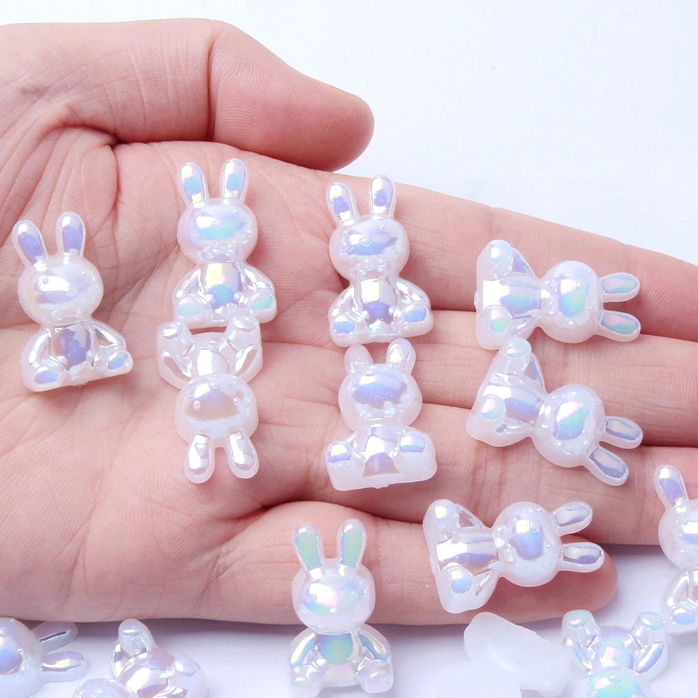 Hot Sale 16*26mm Rabbit Resin Accessories 10pcs White Ivory AB Great For Handbag Clothes And Hair Accessories DIY Art Decoration