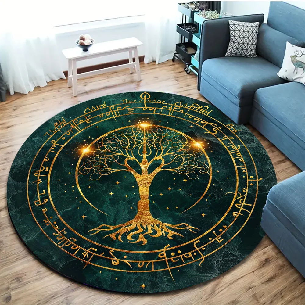 Celtic Tree of Life Round Area Rug Non Slip Washable Mat For Office Chair Bedroom Living Room Home Decor