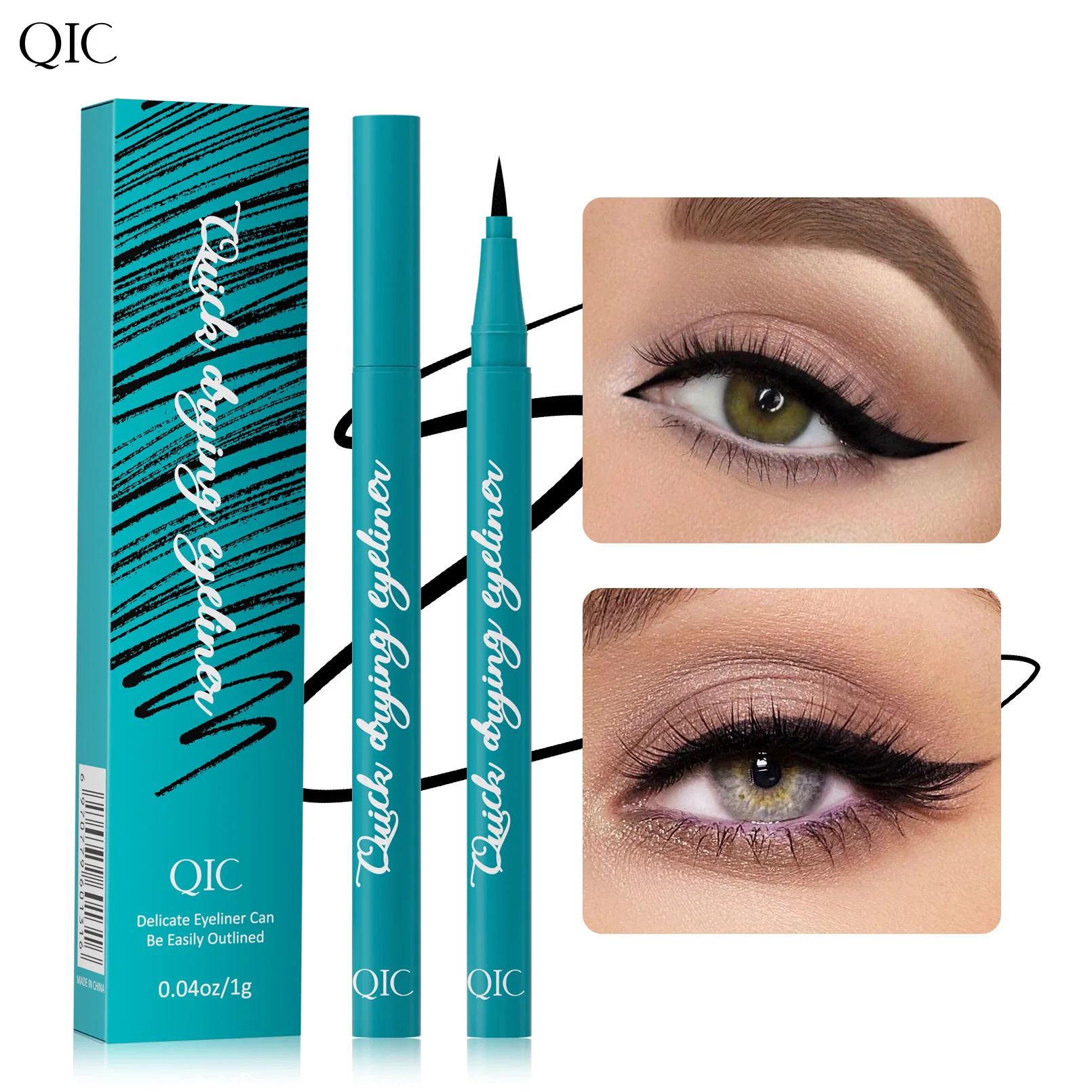 New green box eyeliner pen, ultra-fine waterproof, oil proof, non smudging, easy to apply, quick drying mole pen, novice female