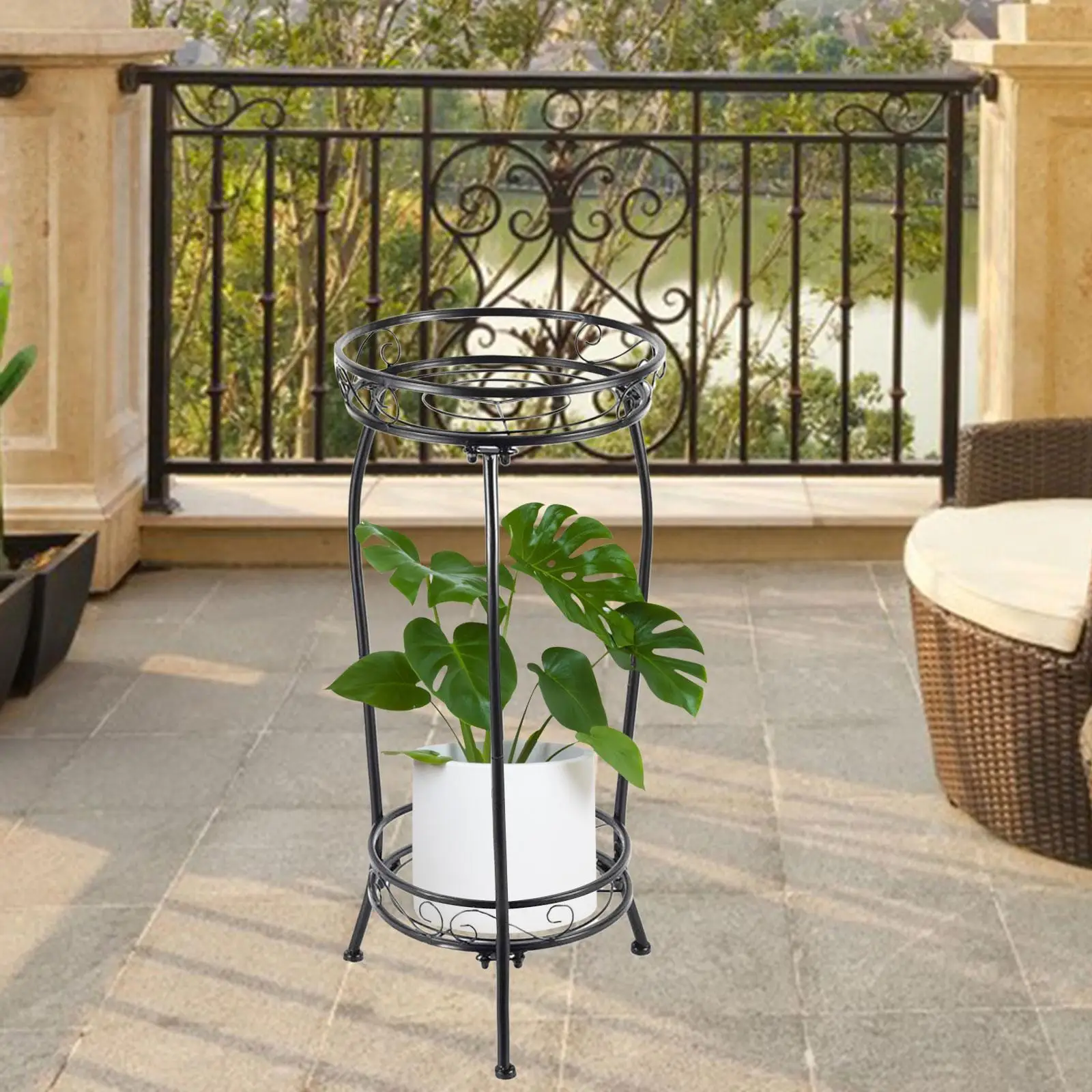 Stojak na doniczki, stojak na doniczki, zdejmowana 2-poziomowa półka na doniczkę, stojak na doniczkę na narożnik ogrodu balkonowego