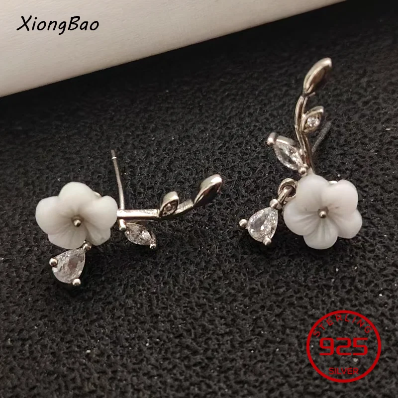 Party Jewelry Gift Pendientes Mujer Moda Studs Earring Korean 925 Sterling Silver Crystal Cute Flower Stud Earrings for Women