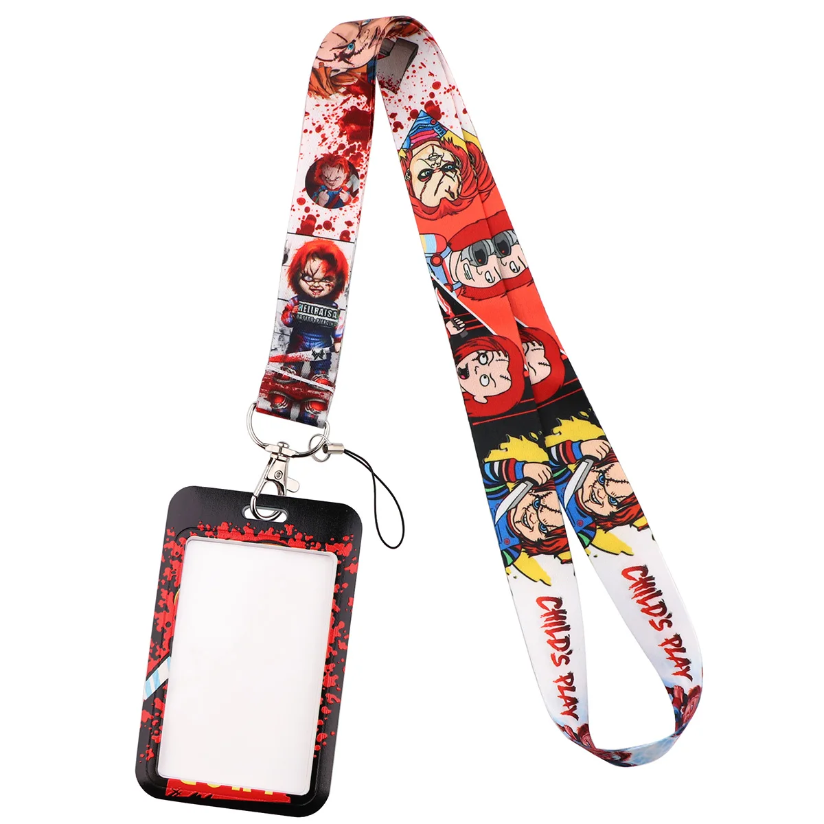 JF990 Horror Movie Halloween Ghost Lanyard for Phone Buttons Strap Lanyard with Keychain Whistle Fashion ID Badge Holder