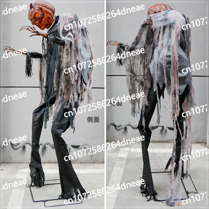 

Большое пугало, голова тыквы, новинка, реквизит, внутреннее и наружное анимационное украшение, Хэллоуин, электронное аниматронное свечение, звук