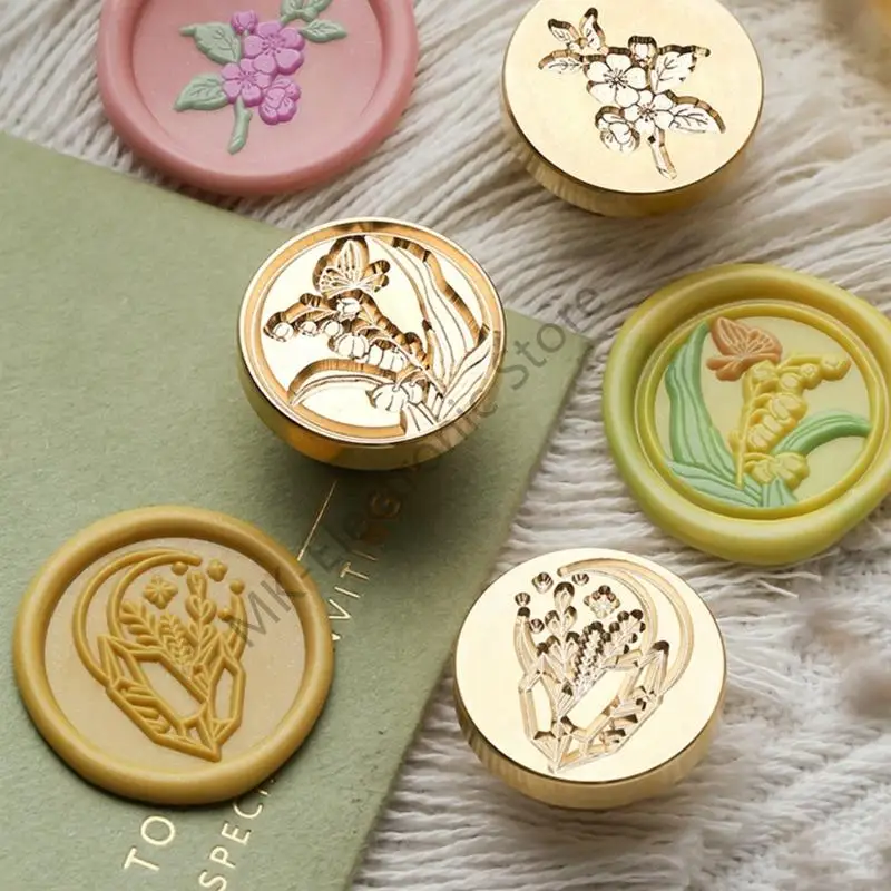 R2LF Vintage Seal Stamp Flower Embossed Wax Seal Stamp for Seal Envelope Card Party Invitation Packaging Christmas Wedding