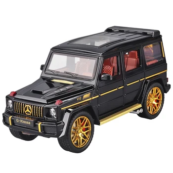 JAS-Voiture l'inventaire G63, modèle réduit à l'échelle 1:24, avec nervures en alliage de zinc, avec son et lumière, cadeau pour enfants, garçons et filles