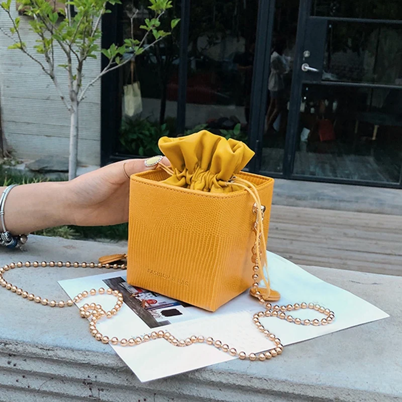 

【SEE】2X Casual Lady Simple Multipurpose Small Bucket Bag Shoulder Messenger Bag Small Beach Shopping Bag Khaki & Yellow