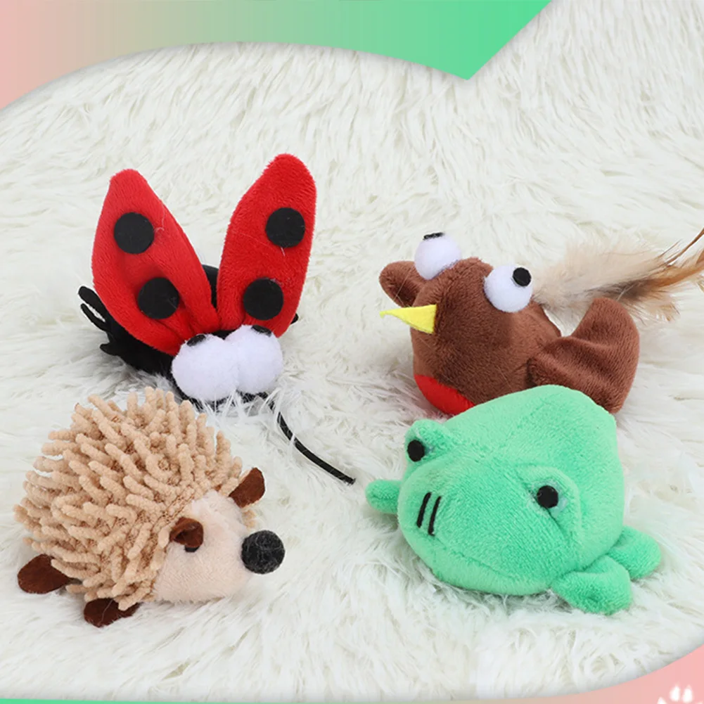 

Cat Toys Simulation Hedgehog Bird Ladybird Frog Squeaky Interactive Plush Toys Pet Supplies For Small Dogs Puppy Kitten