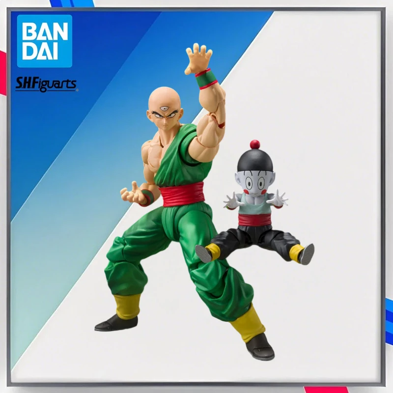 

Bandai-Figuras of Dragon Ball Action для детей, аниме-игрушки, SHF, Z, Tien Shinhan Chiaotzu, оригинальная модель, коллекционные подарки