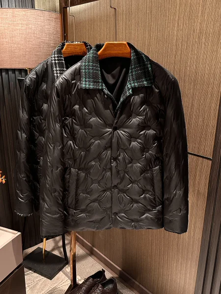 

Sle Men's down Jaet Du down Knitted Stand Collar Faionable Two-Piece Look High Quali Busin Casual Outer...