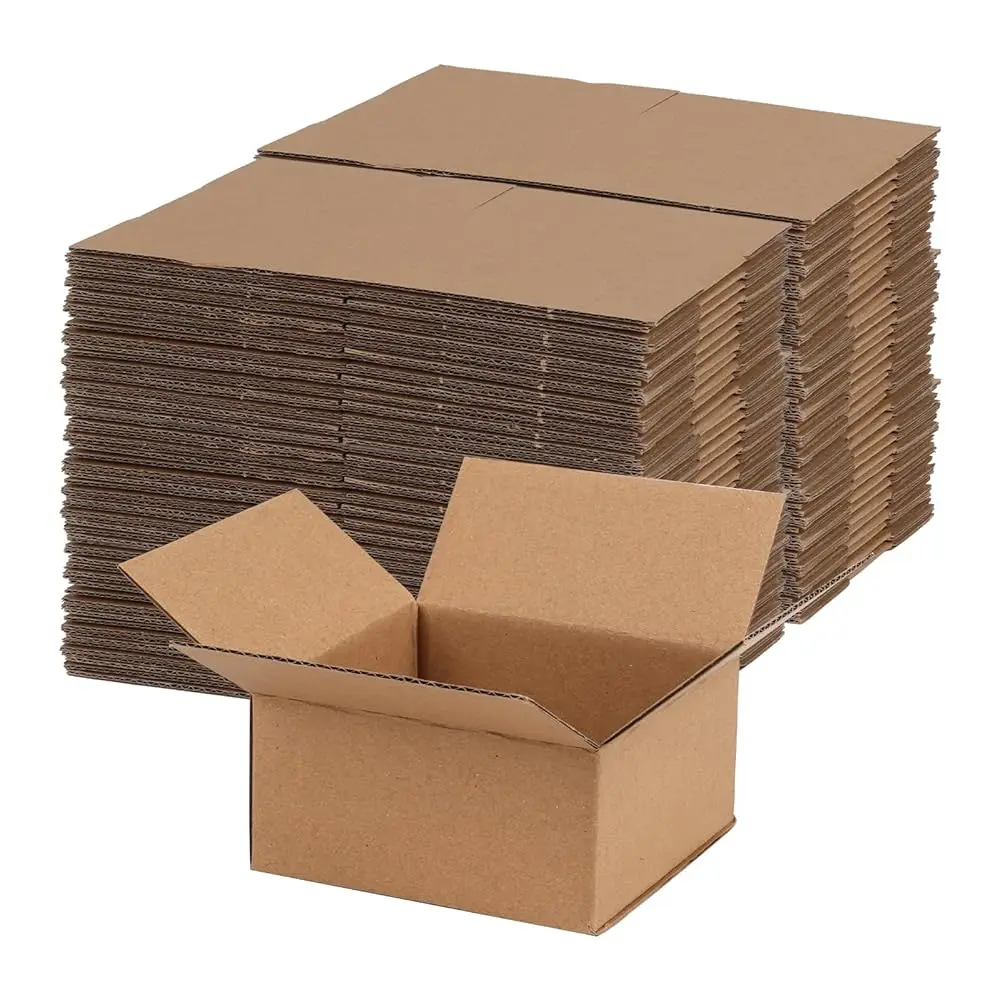 

100 упаковок коробок для отправки 4x4x2, коричневые, маленькие гофрированные картонные коробки для почтовых отправлений, упаковки для малого бизнеса, крафт-коробки для подарков