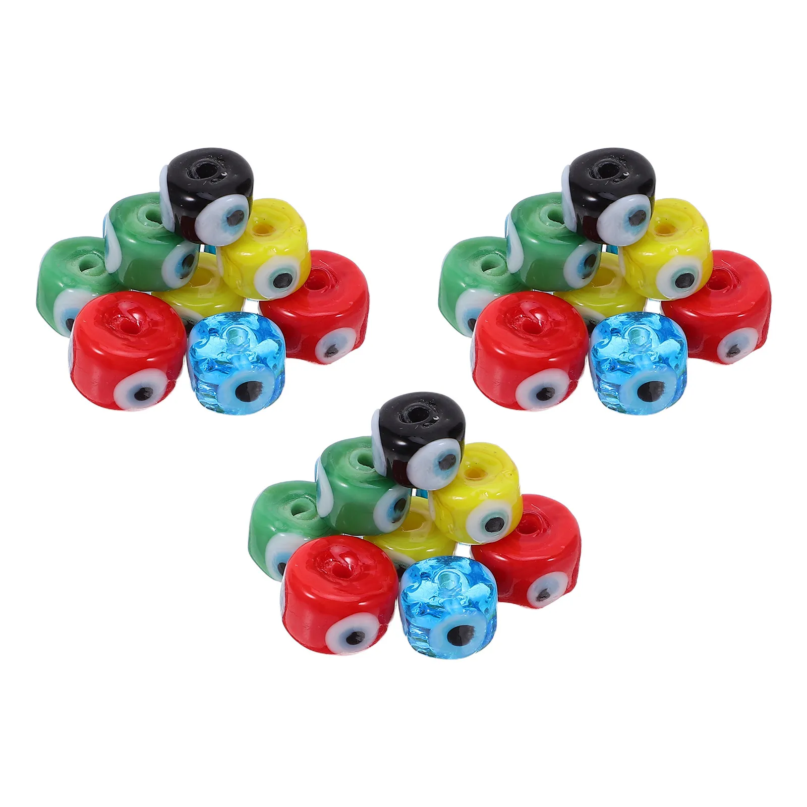 

30pcs Glaze Flat Round Evil Eye Beads For Diy Bracelet Necklace Keychain Jewelry Making Craft Supplies Decorative Charms