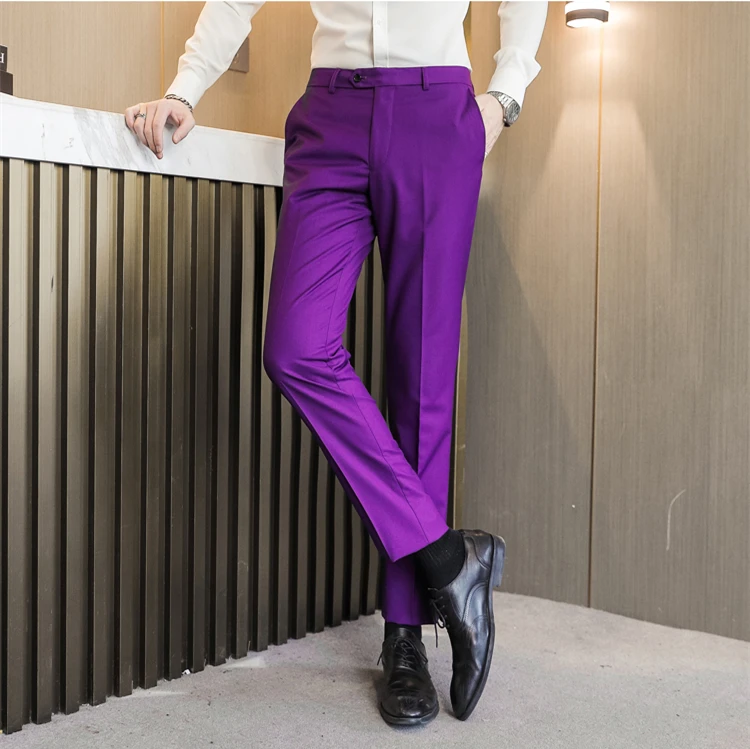 

Men's Royal Blue Suit Pants, Wedding/Party/Office/Trousers, Available in Green, Red, Black, Yellow, Gray, and Purple.