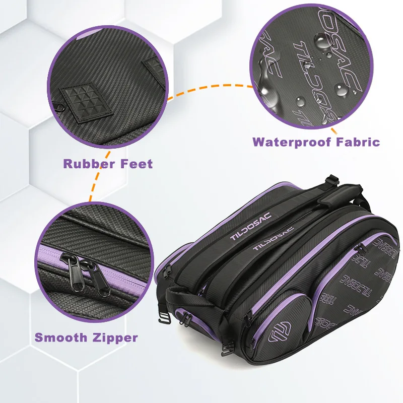 Detachable Multifunctional Pickball Racket Bag, Badminton Racket Bag Tennis Bag Large Capacity Spacious Comfort Outdoor Backpack