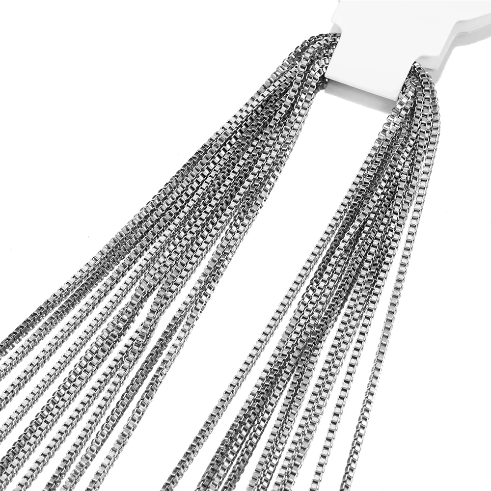 5pcs Stainless Steel Box Necklaces Chain with lobster Clasp Semi-finished chains for DIY Jewelry Making Women Men Neck Chains