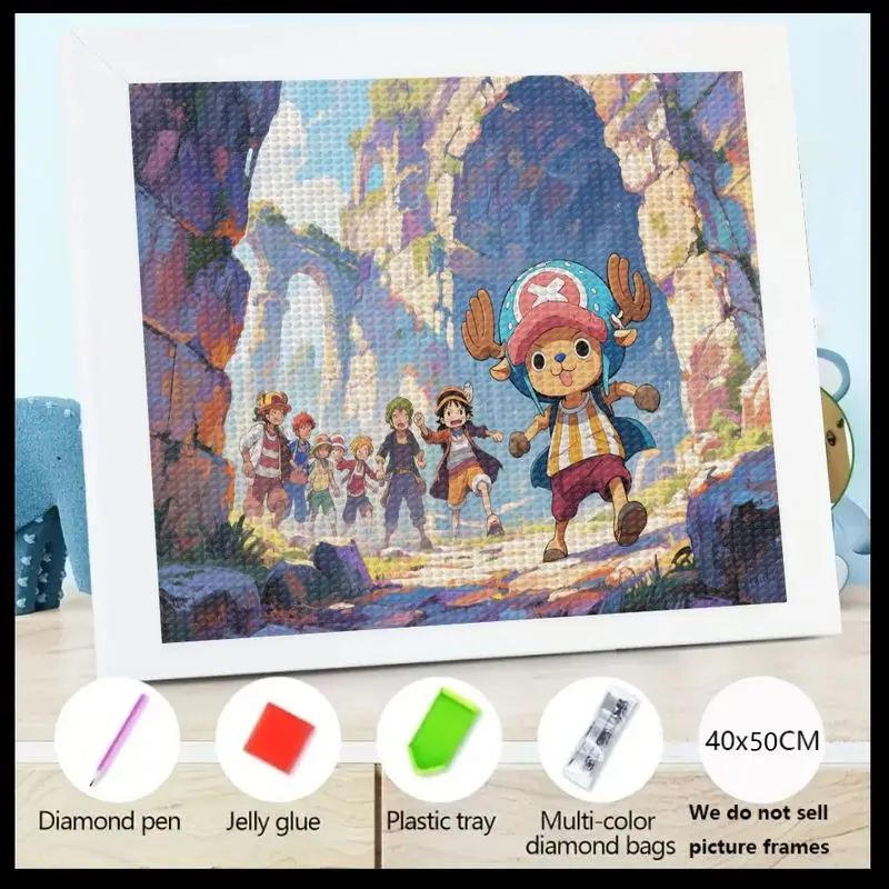 

1 шт. цельный комплект Tony Tony Chopper и соломенная шляпа для экипажа 5D, набор для алмазной живописи, полная дрель, аниме, мультяшные приключения, сделай сам, большой 40x50 см D