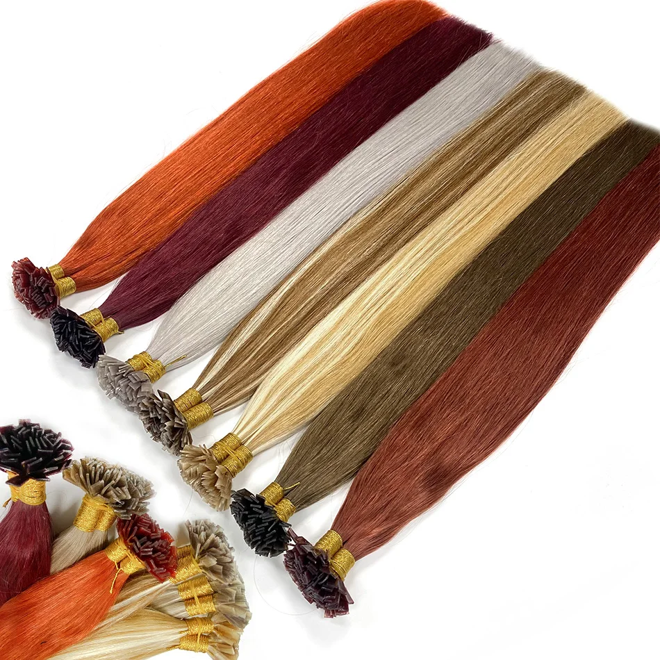 플랫 팁 헤어 익스텐션 45g/90g/세트 캡슐 케라틴 천연 퓨전 인간 헤어 익스텐션 18-30인치 스트레이트 인간 헤어 익스텐션